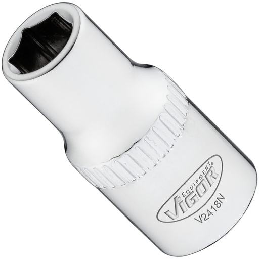 [V2418N] 6-point socket 1/4" 6 mm (V2418N, VIGOR)