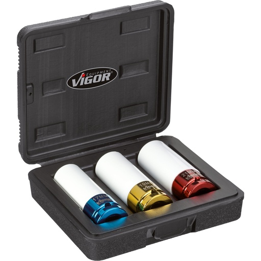 [V2522] Impact socket set, 3 pieces (V2522, VIGOR)