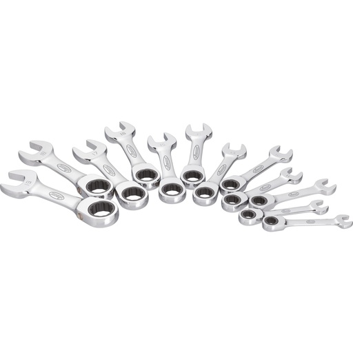 [V2821] Ratcheting combination wrench set, short, sizes 8-19 mm, 12 pieces (V2821, VIGOR)