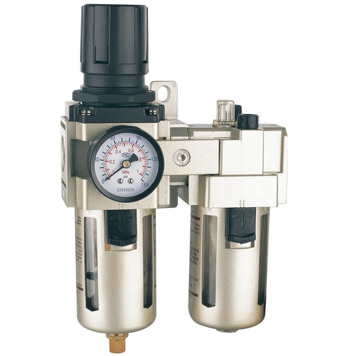 [AC401004] ⬡ Oro paruošimo blokas (filtras-reguliatorius-tepalinė) su automatiniu kondensato nuleidimu 1/2" (AC401004, HYMAIR)