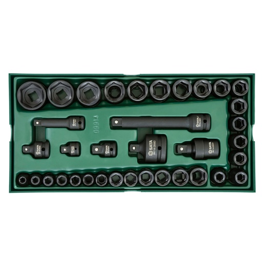 [S09914] ⬡ Tray. Impact socket set 3/8“ + 1/2" Dr. 13pcs. (S09914, SATA)