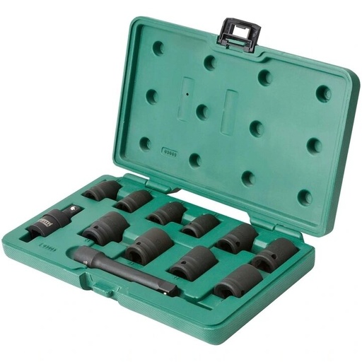 [S09009] ⬡ Smūginių galvučių rinkinys 1/2" 12 vnt. (S09009, SATA)