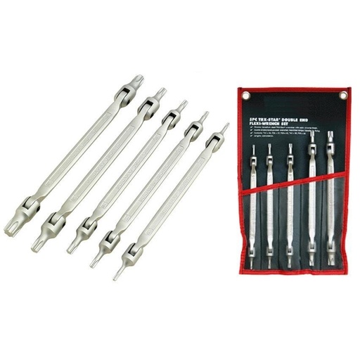 [SW5052] ⬡ TORX raktų su lanksčia galvute rinkinys 5vnt. (SW5052, ELLIENT TOOLS)