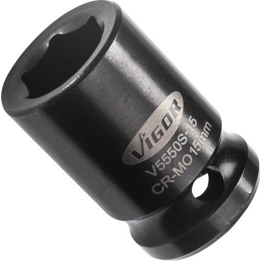 [V5550S-15] Impact socket 1/2 in., 15 mm, short (V5550S-15, VIGOR)