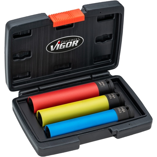 [V5933/3] Impact socket set, extra long (V5933/3, VIGOR)