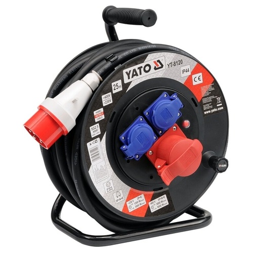 [YT8120] ⬡ Cable reel 25m 5G2.5mm² 230/400V (YT8120, YATO)