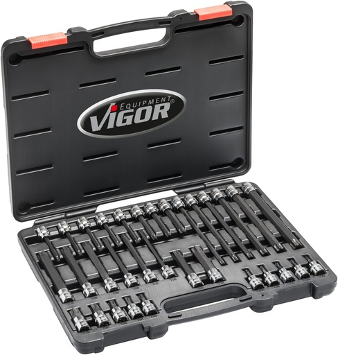 [V6017] TORX atsuktuvinių galvučių rinkinys, 3/8 col., T20–T70, 32 vnt. (V6017, VIGOR)