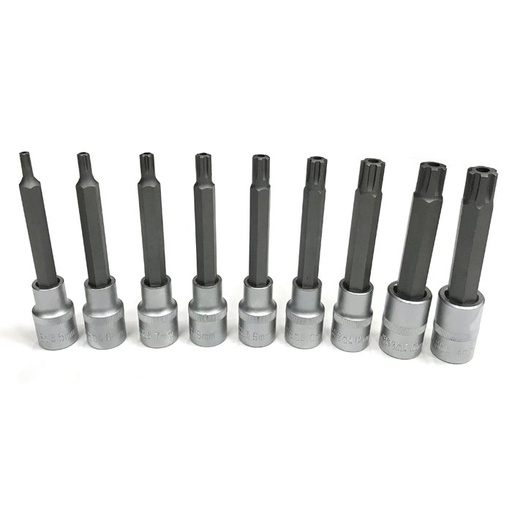 [SB2129] ⬡ Galvučių su antgaliu rinkinys 1/2"+3/8" (RIBE) 9 vnt. (SB2129, ELLIENT TOOLS)