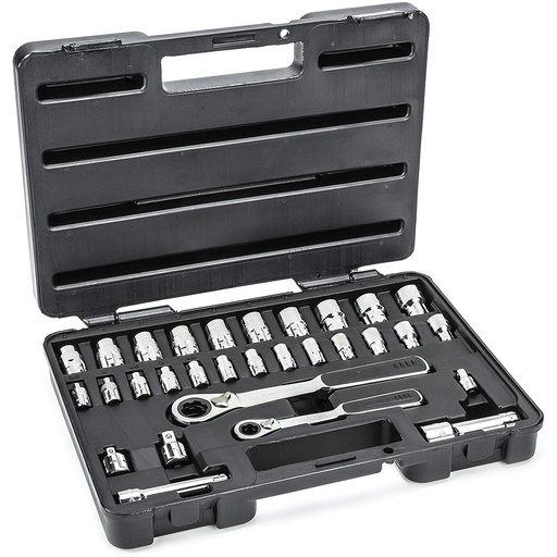 [ST09132SJ] ⬡ Pass-thru socket and ratchet set, 30 pieces, 1/4 in. + 3/8 in. (ST09132SJ, SATA)