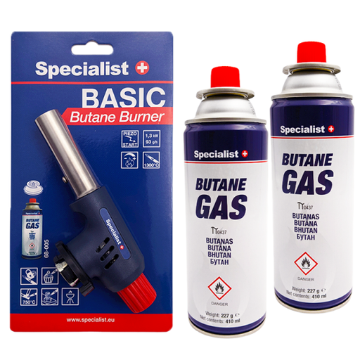 [68505] ⬡ Dujinis degiklis Specialist+ pjezo 1300°C su butano dujomis 2x227 g (68505)