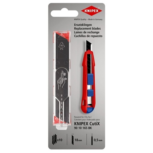 [9010165E02] ⬡ Atsarginės geležtės 18 mm (10 vnt.), skirtos 9010165BK KNIPEX (9010165E02, KNIPEX)