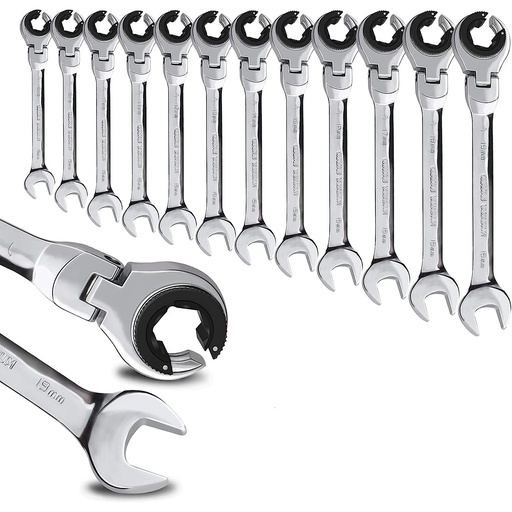 [CL407419] ⬡ Flexible head open end ratchet combination wrench 19 mm (CL407419, CHANGLU TOOLS)