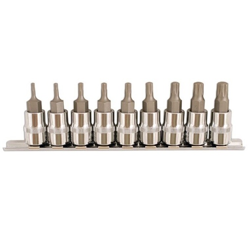 [GB7018] ⬡ Galvučių su antgaliu rinkinys 3/8" (TORX Plus), 9 vnt. (GB7018, ELLIENT TOOLS)