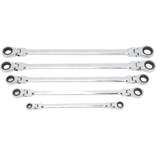 [MHR10673] ⬡ Flex head ratcheting wrench set, extra long, 5 pcs (8-19 mm) (MHR10673)