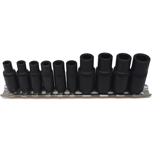 [KRKMS01] ⬡ Sriegiklių adapterių rinkinys 1/4", 3/8" (10 vnt.) (KRKMS01)