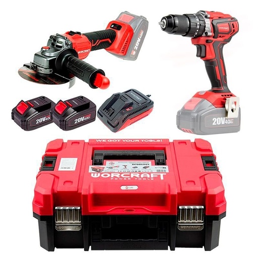 [XCUBE001] ⬡ Li-ion Impact Cordless Driil and Angle Grinder WORCRAFT set in XCUBE box (XCUBE001, WORCRAFT)