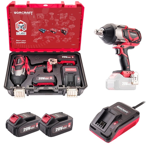 [CIWS20LIB1800X] ⬡ Li-ion Brushless Cordless Impact Wrench 3/4'' 1800nm WORCRAFT 20V set in XCUBE box (CIWS20LIB1800X, WORCRAFT)