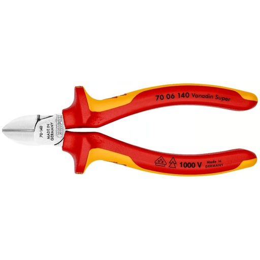 [7006140] ⬡ Šoninio kirpimo replės elektrikui 140 mm (1000 V) (7006140, KNIPEX)