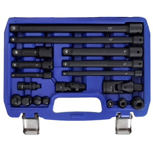 [MHR10834] ⬡ 1/4" + 3/8" + 1/2" smūginių ilgintuvų rinkinys 18 vnt. (MHR10834)