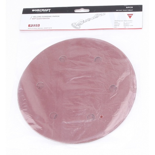 [WPI225240DS] ⬡ Šlifavimo popierius 225 mm (5 vnt.) šlifuokliui DS07 / DS09 Nr. 240 (WPI225240DS, WORCRAFT)