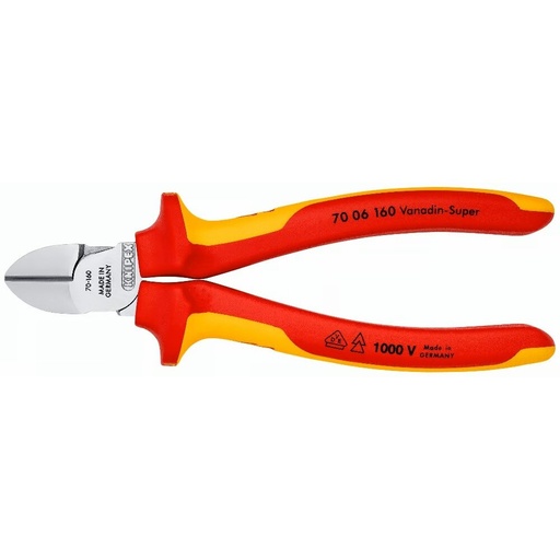 [7006160] ⬡ Šoninio kirpimo replės elektrikui 160mm (1000V) KNIPEX (7006160, KNIPEX)