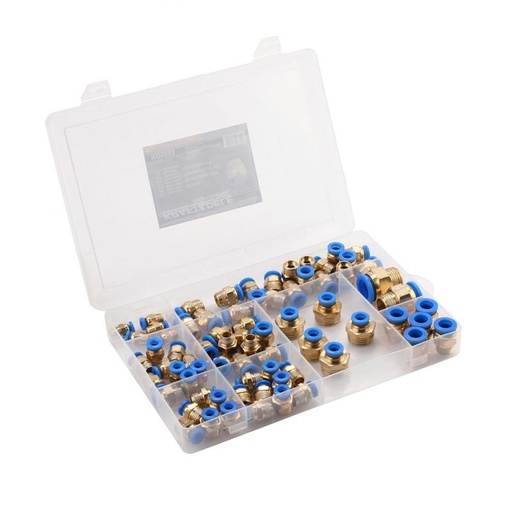 [KD5853] ⬡ Sriegiuotų pneumatinių greitųjų jungčių rinkinys (4–16 mm) (1/8"+1/4"+1/2") 72 vnt. (KD5853)