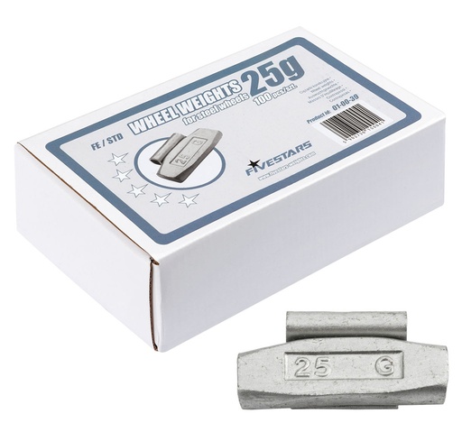 [01-00-39] ᴿᴰ Clip-on FE weights FIVE STARS 25 g, for steel rims (01-00-39, FIVE STARS)