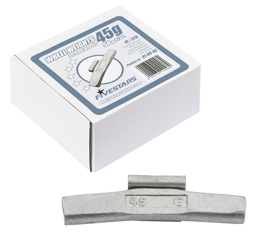 [01-00-43] ᴿᴰ Clip-on FE weights FIVE STARS 45 g, for steel rims (01-00-43, FIVE STARS)