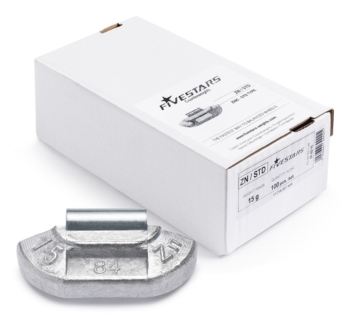 [01-02-15] ᴿᴰ Clip-on Zn weights FIVE STARS 15 g, 100 pcs (01-02-15, FIVE STARS)