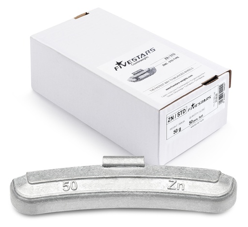 [01-02-22] ᴿᴰ Clip-on Zn weights FIVE STARS 50 g, 50 pcs (01-02-22, FIVE STARS)