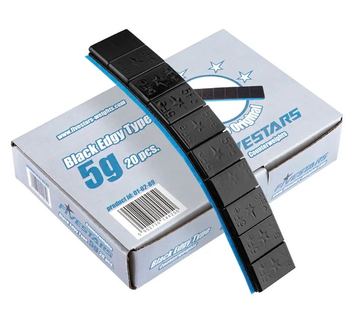[01-02-89] ᴿᴰ Adhesive wheel weights FIVE STARS Black Edgy 5 g, 1 kg (01-02-89, FIVE STARS)