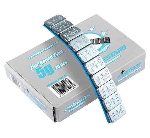 [01-02-97] ᴿᴰ Adhesive wheel weights FIVE STARS 5 g, round zinc-plated, 20 pcs (01-02-97, FIVE STARS)
